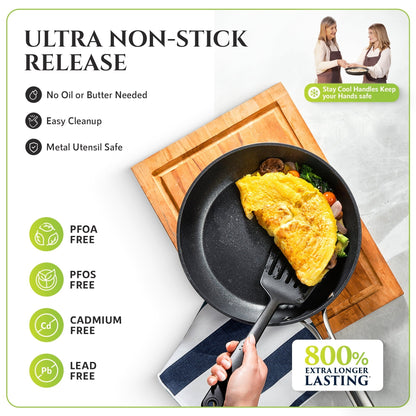 Ensemble de 14 pièces de batterie de cuisine Granitestone Armor Max en aluminium anodisé dur