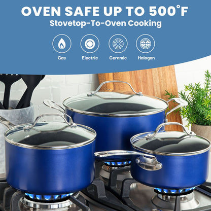 Ensemble de 20 pièces de batterie de cuisine antiadhésive Granitestone Blue