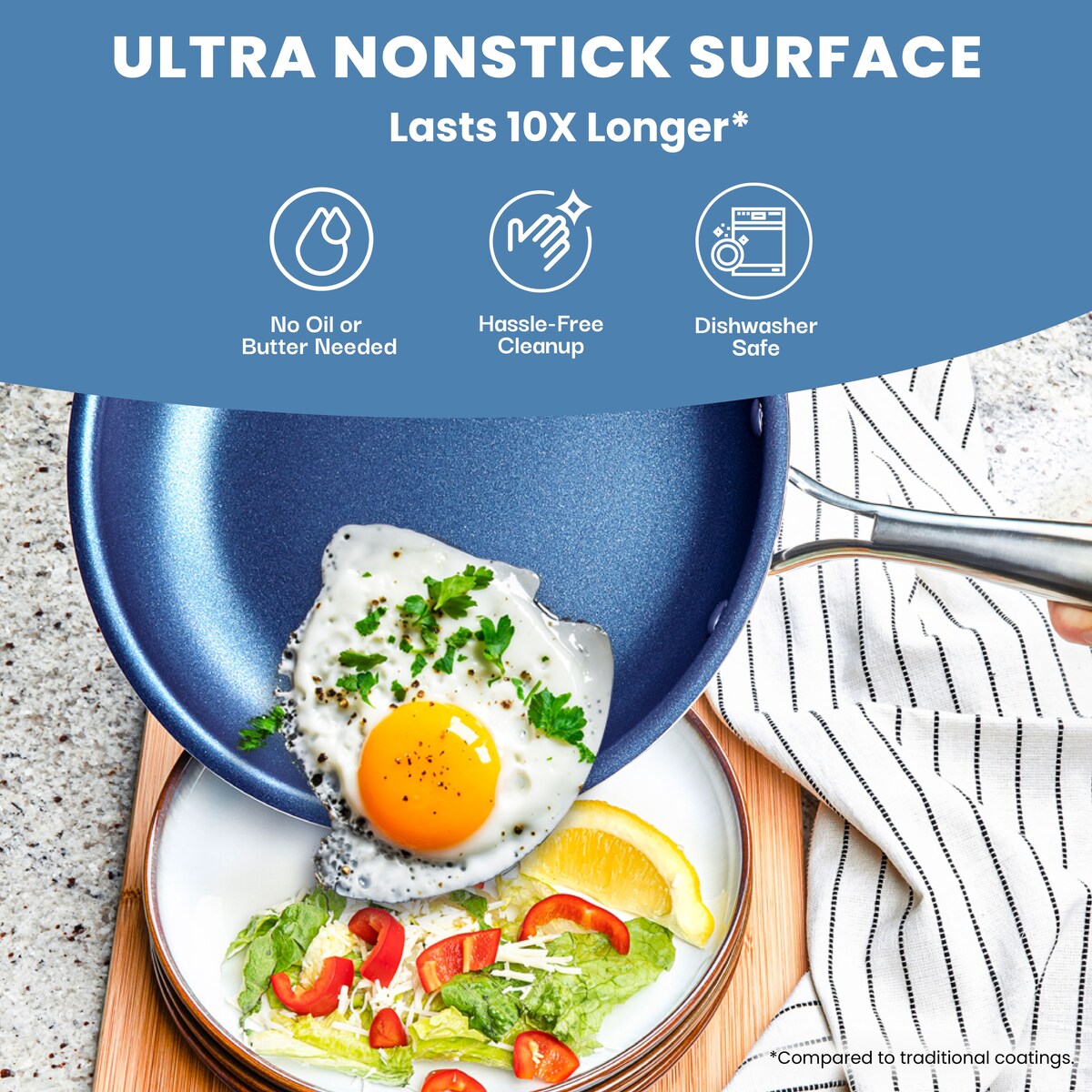 Ensemble de 20 pièces de batterie de cuisine antiadhésive Granitestone Blue