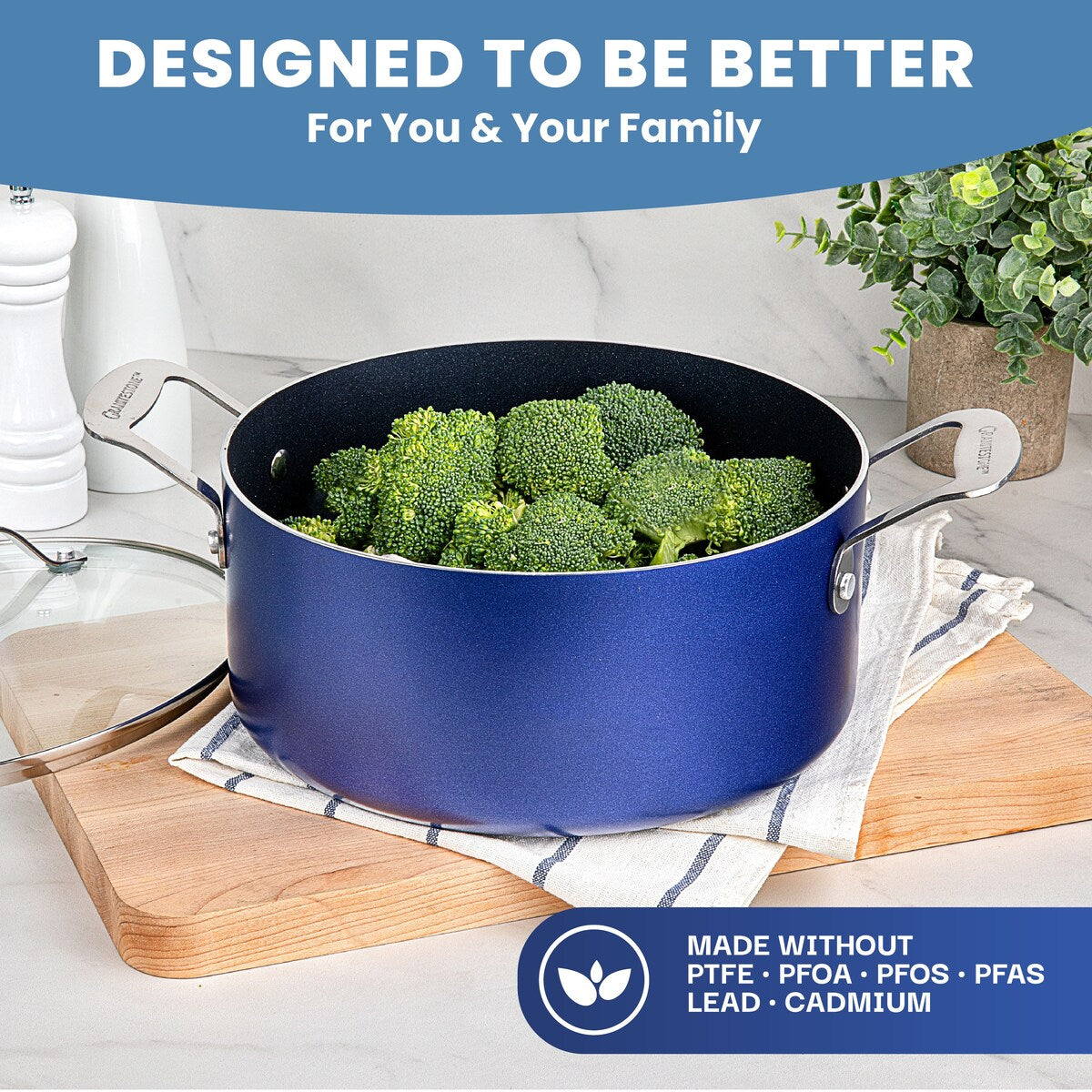 Ensemble de 20 pièces de batterie de cuisine antiadhésive Granitestone Blue