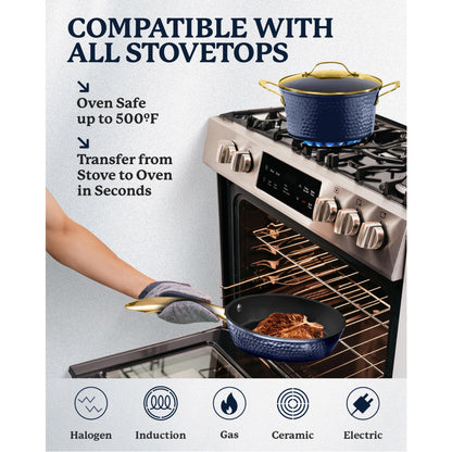 Ensemble de 15 pièces de batterie de cuisine antiadhésive Granitestone Charleston Hammered