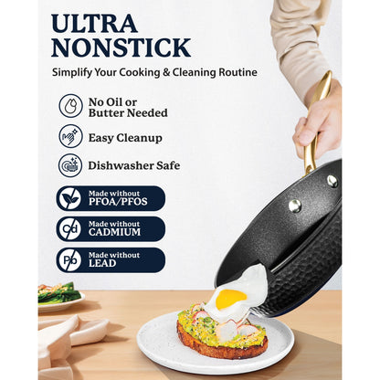 Ensemble de 15 pièces de batterie de cuisine antiadhésive Granitestone Charleston Hammered