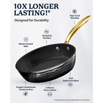 Ensemble de 15 pièces de batterie de cuisine antiadhésive Granitestone Charleston Hammered