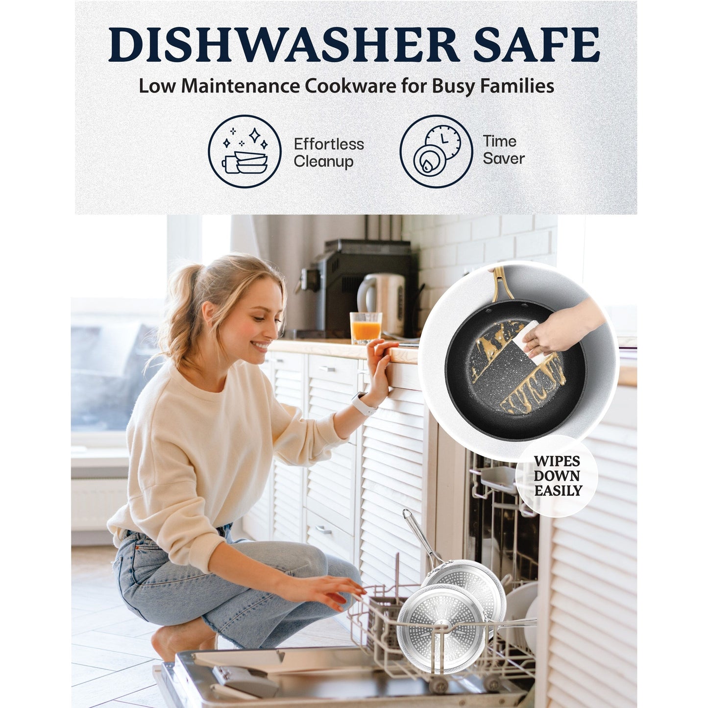 Ensemble de 15 pièces de batterie de cuisine antiadhésive Granitestone Charleston Hammered