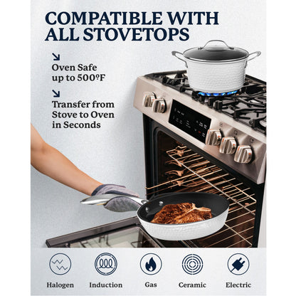 Ensemble de 15 pièces de batterie de cuisine antiadhésive Granitestone Charleston Hammered