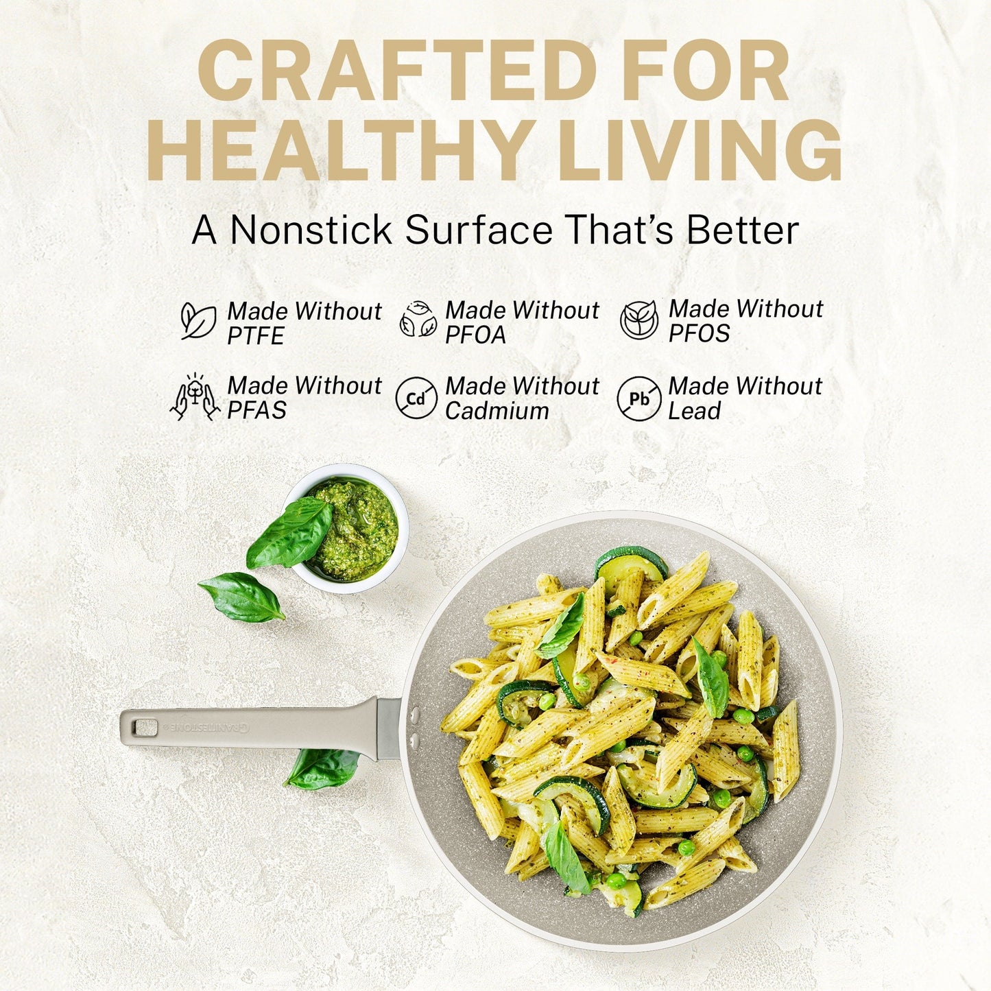 Ensemble de 20 pièces de batterie de cuisine et de pâtisserie antiadhésive Granitestone Desert Cream