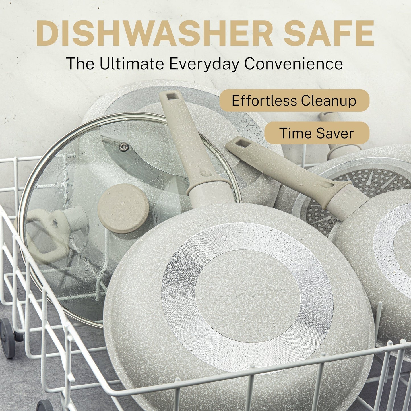 Ensemble de 20 pièces de batterie de cuisine et de pâtisserie antiadhésive Granitestone Desert Cream