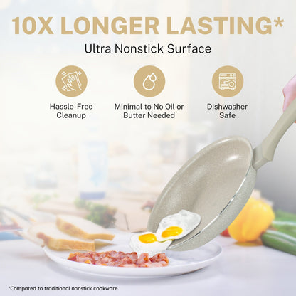 Ensemble de 20 pièces de batterie de cuisine et de pâtisserie antiadhésive Granitestone Desert Cream