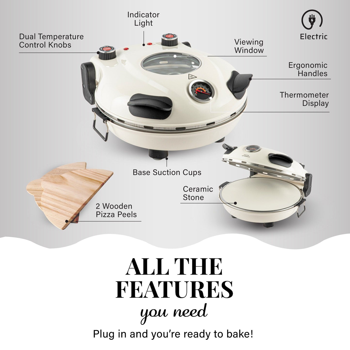 Four à pizza électrique d'intérieur/extérieur Granitestone Piezano avec pierre en céramique