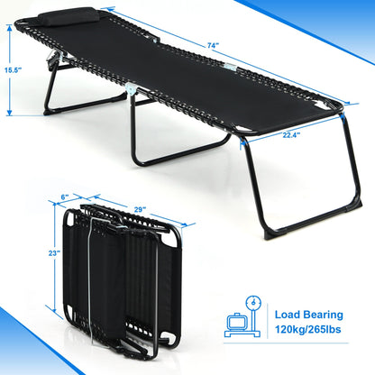 Chaise longue de plage pliante Gymax avec coussin, 4 positions