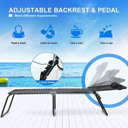 Chaise longue de plage pliante Gymax avec coussin, 4 positions