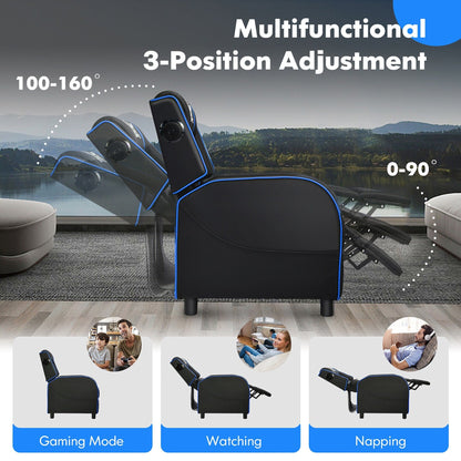 Fauteuil inclinable de jeu et de massage Gymax, canapé inclinable simple en cuir PU