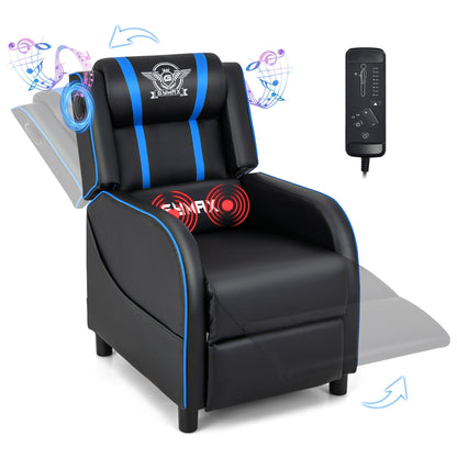 Fauteuil inclinable de jeu et de massage Gymax, canapé inclinable simple en cuir PU