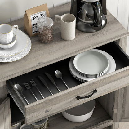 Buffet/meuble de rangement style porte de grange HOMCOM 32, idéal pour le salon ou l'entrée.