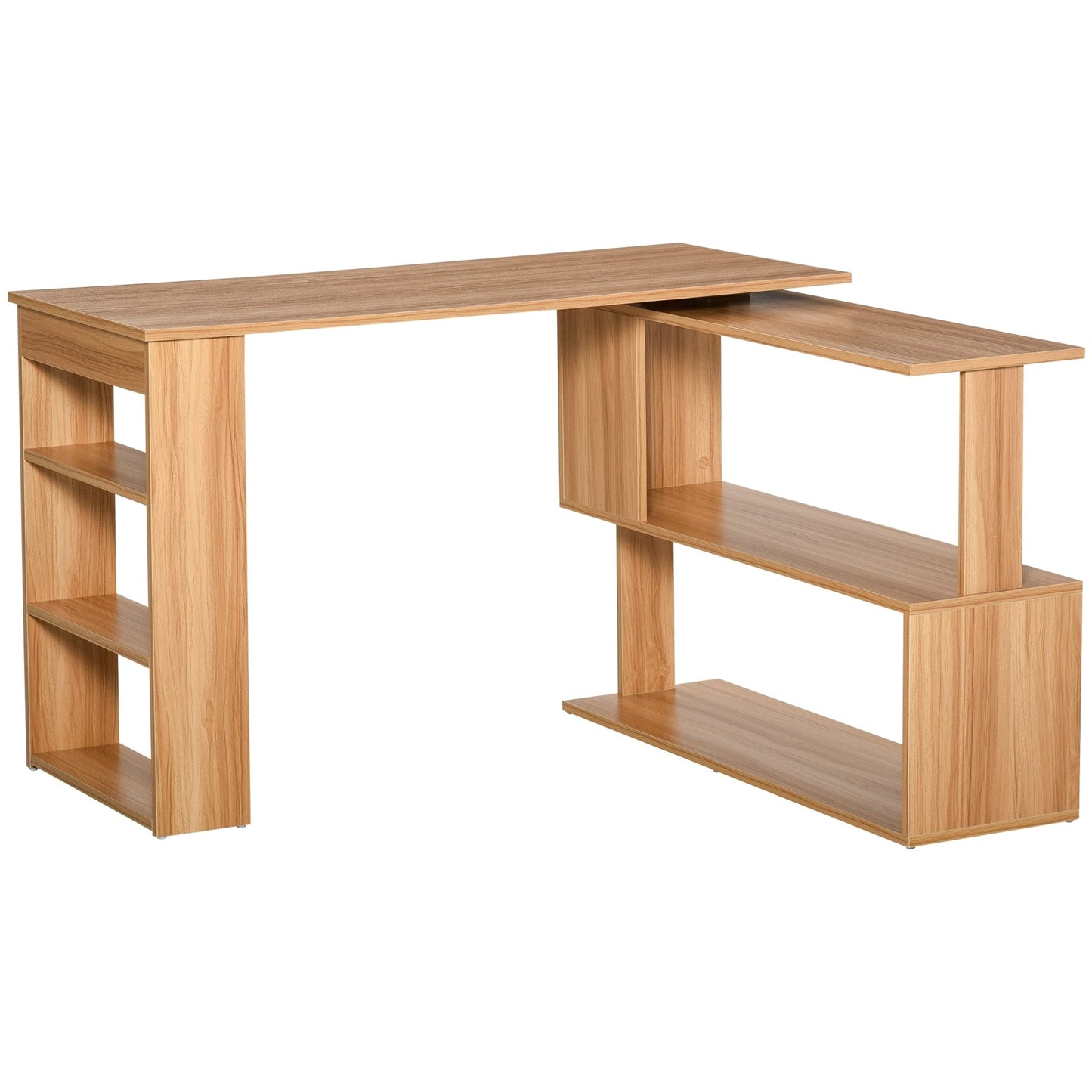 Bureau d'ordinateur pivotant moderne en forme de L HomCom avec étagères