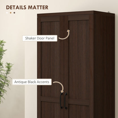 HOMCOM 63 Garde-manger à 2 portes, meuble de rangement autoportant avec étagères à 5 niveaux et 2 étagères réglables pour salle à manger