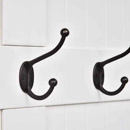 HOMCOM 71 Banc de rangement et porte-manteau 3 en 1 avec 5 crochets doubles en acier et ancrage anti-basculement pour entrée