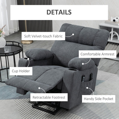 Fauteuil releveur électrique HOMCOM pour personnes âgées, fauteuil inclinable surdimensionné pour salon avec télécommande