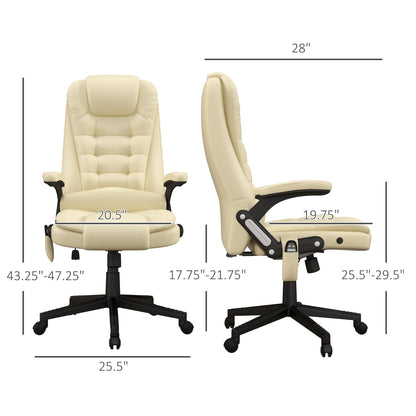 Fauteuil de bureau massant à dossier haut HOMCOM avec 6 points de vibration, beige