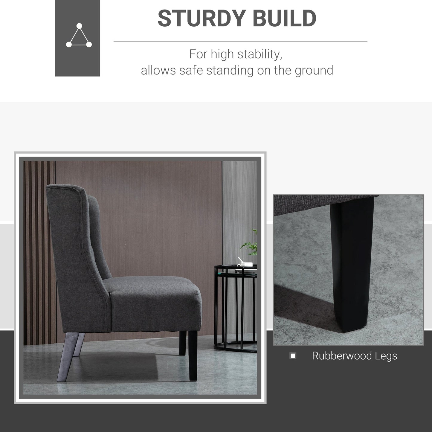 Canapé deux places HOMCOM en lin capitonné, sans accoudoirs, avec pieds en bois - 73 x 110 x 93 cm