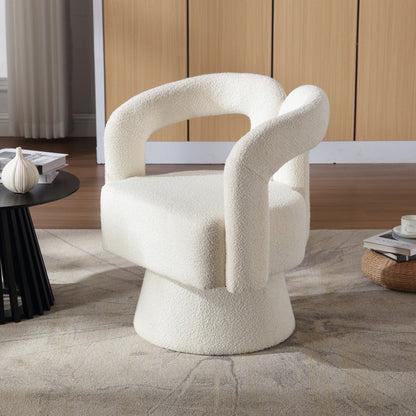 Fauteuils d'appoint HOMEFUN en tissu bouclé, pivotants à 360 degrés, style tonneau confortable