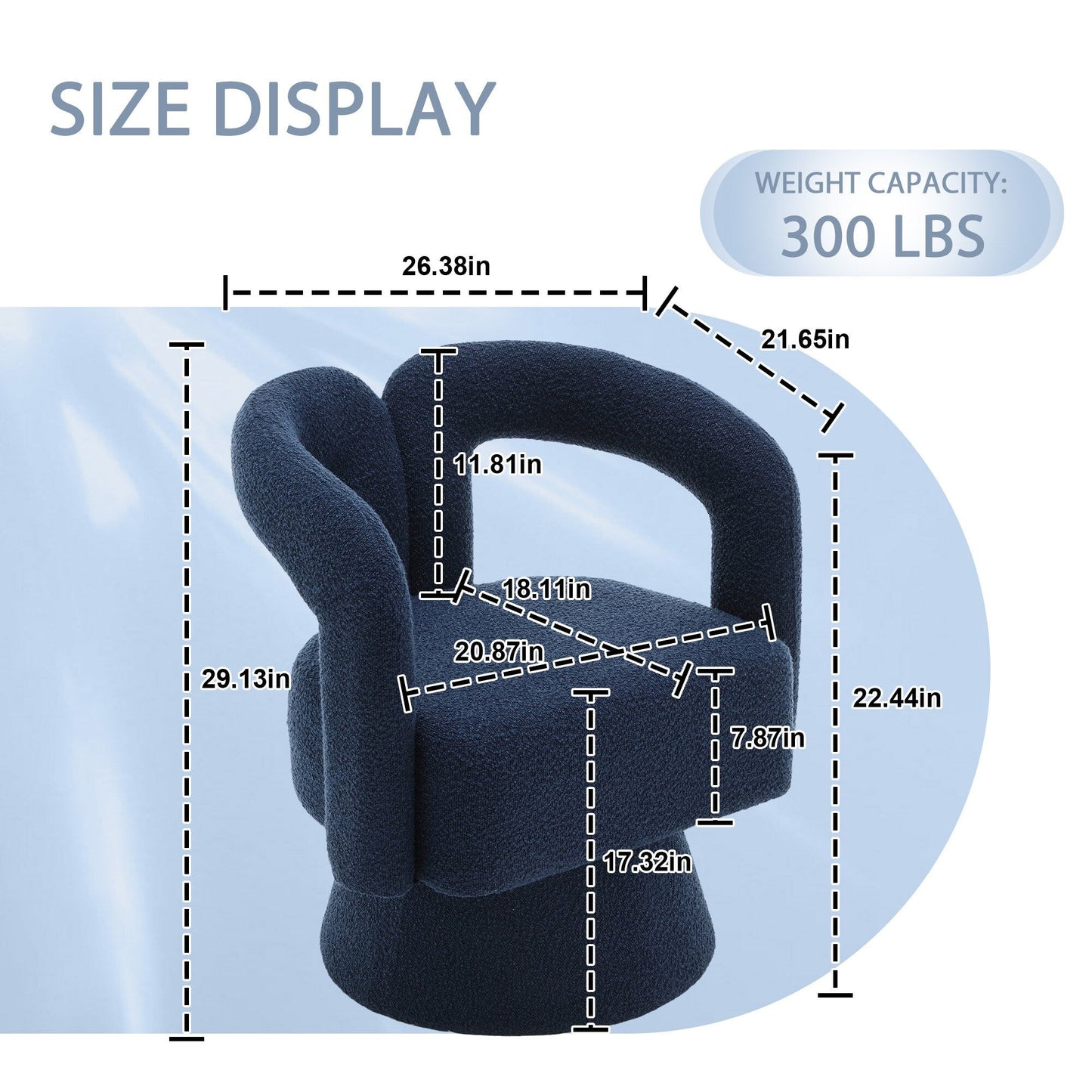 Fauteuils d'appoint HOMEFUN en tissu bouclé, pivotants à 360 degrés, style tonneau confortable