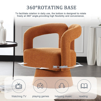 Fauteuils d'appoint HOMEFUN en tissu bouclé, pivotants à 360 degrés, style tonneau confortable