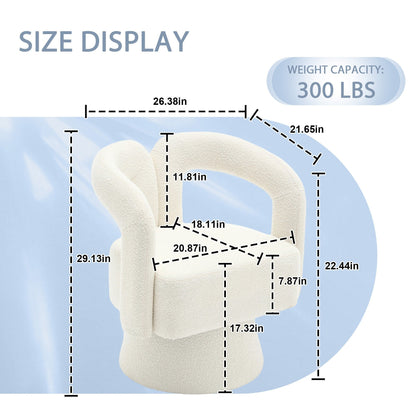 Fauteuils d'appoint HOMEFUN en tissu bouclé, pivotants à 360 degrés, style tonneau confortable