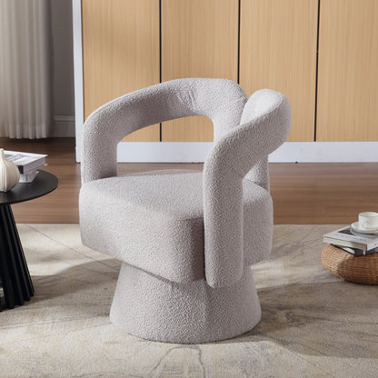 Fauteuils d'appoint HOMEFUN en tissu bouclé, pivotants à 360 degrés, style tonneau confortable