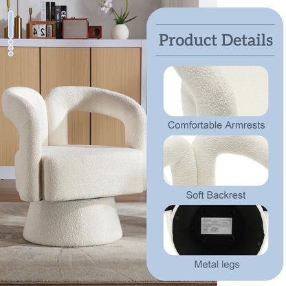 Fauteuils d'appoint HOMEFUN en tissu bouclé, pivotants à 360 degrés, style tonneau confortable