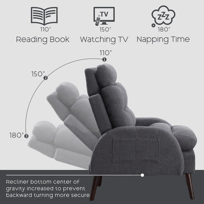 Fauteuil lounge HOMYKA avec dossier réglable et pouf de rangement