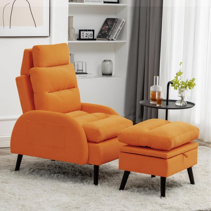 Fauteuil lounge HOMYKA avec dossier réglable et pouf de rangement