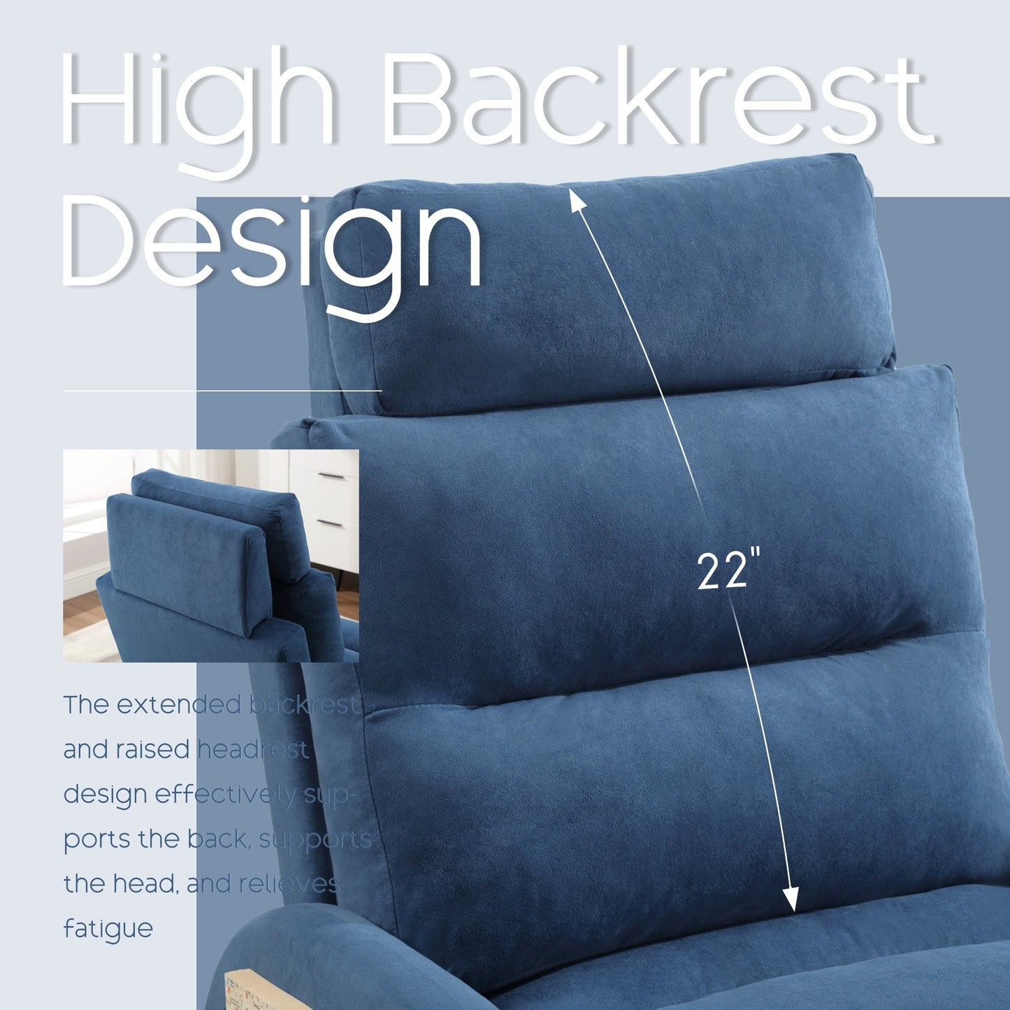 Fauteuil lounge HOMYKA avec dossier réglable et pouf de rangement