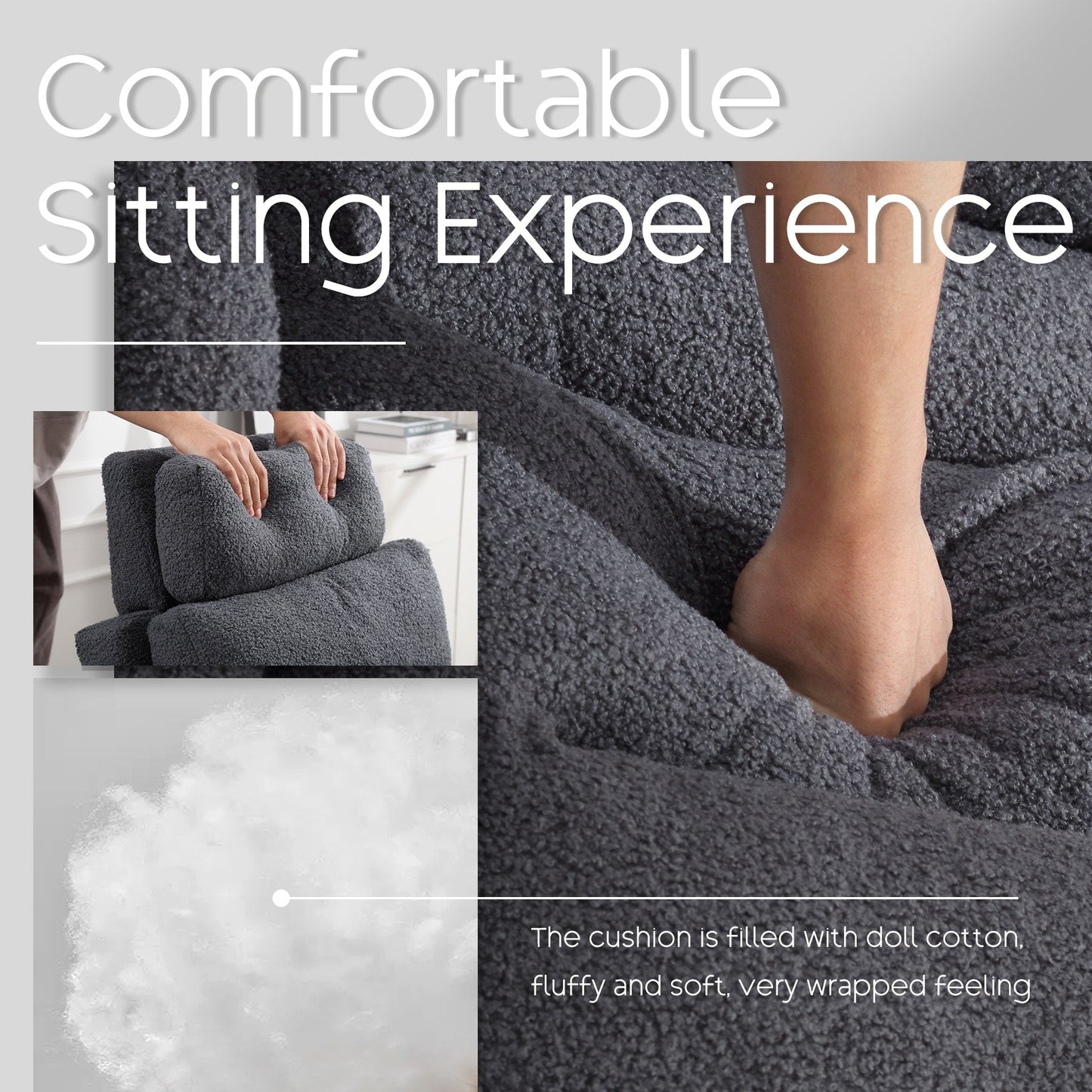 Fauteuil lounge HOMYKA avec dossier réglable et pouf de rangement