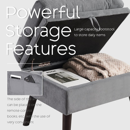 Fauteuil lounge HOMYKA avec dossier réglable et pouf de rangement