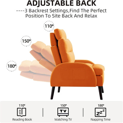 Fauteuil lounge HOMYKA avec dossier réglable et pouf de rangement