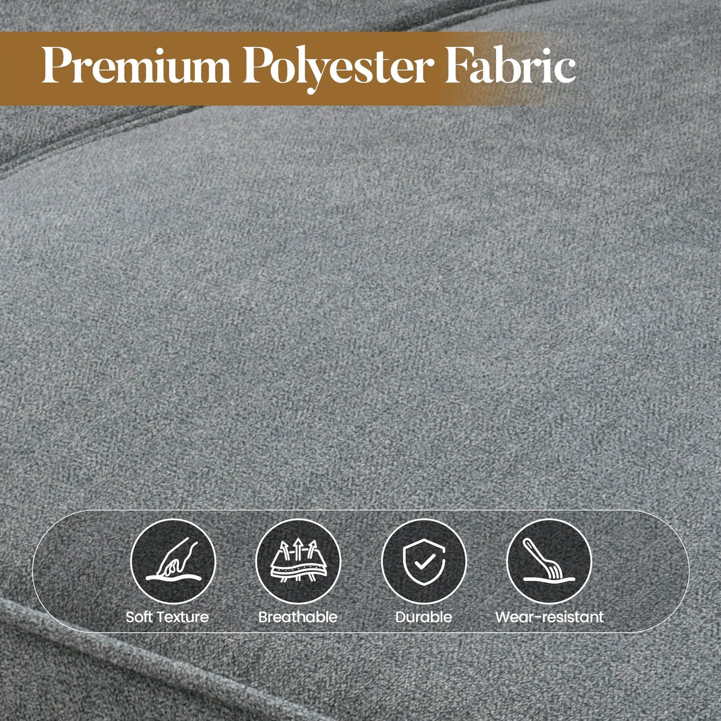 Canapé 3 places rembourré style Mid-Century avec pieds en bois pour salon