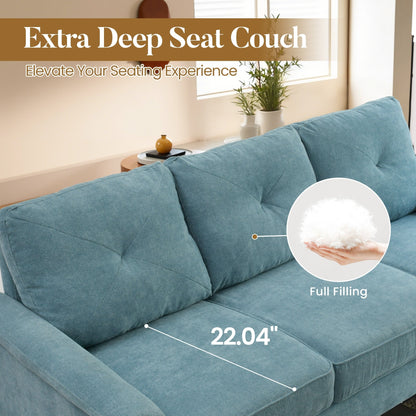 Canapé 3 places rembourré style Mid-Century avec pieds en bois pour salon