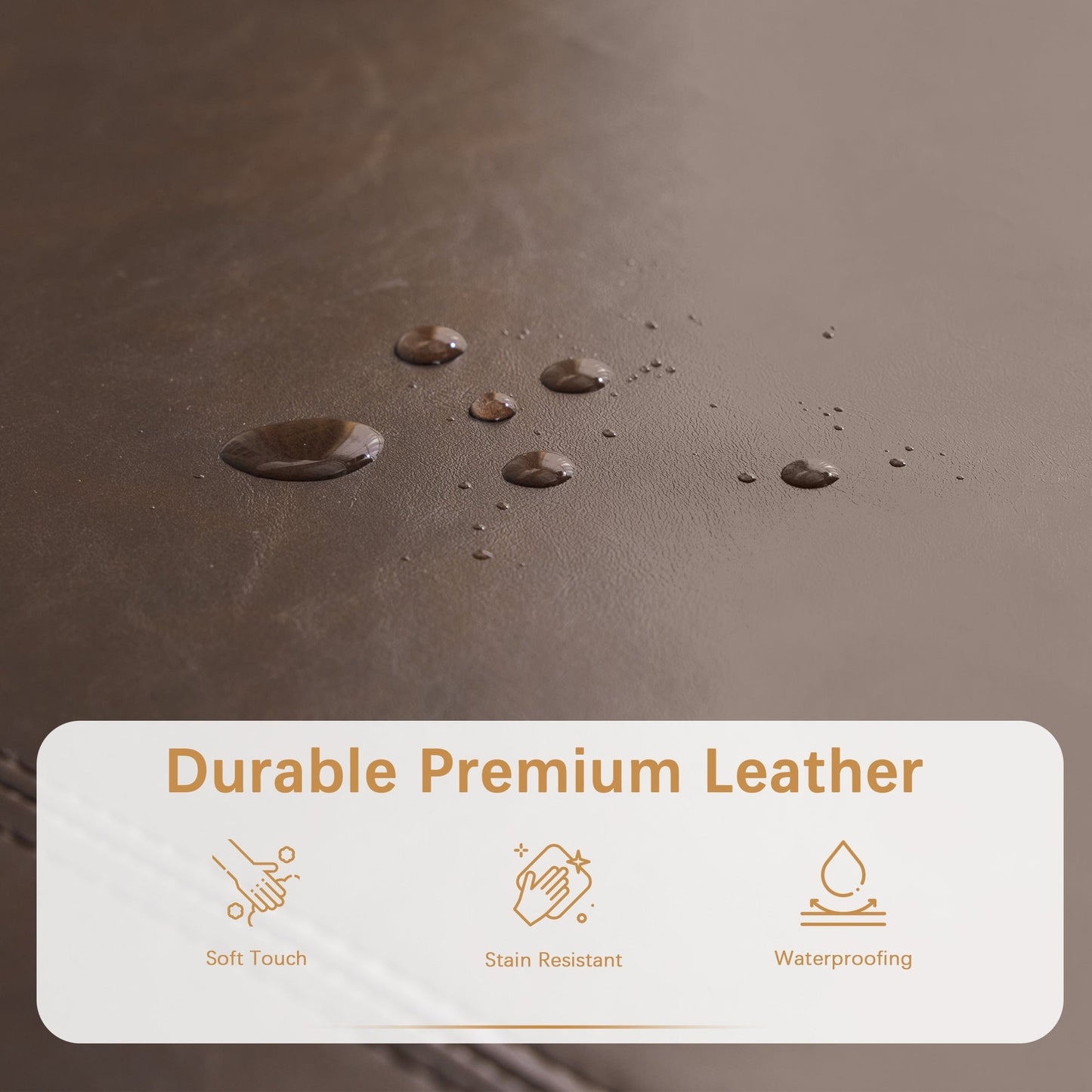 Pouf de rangement rectangulaire capitonné en similicuir (50,3 x 17,50 x 18 cm)