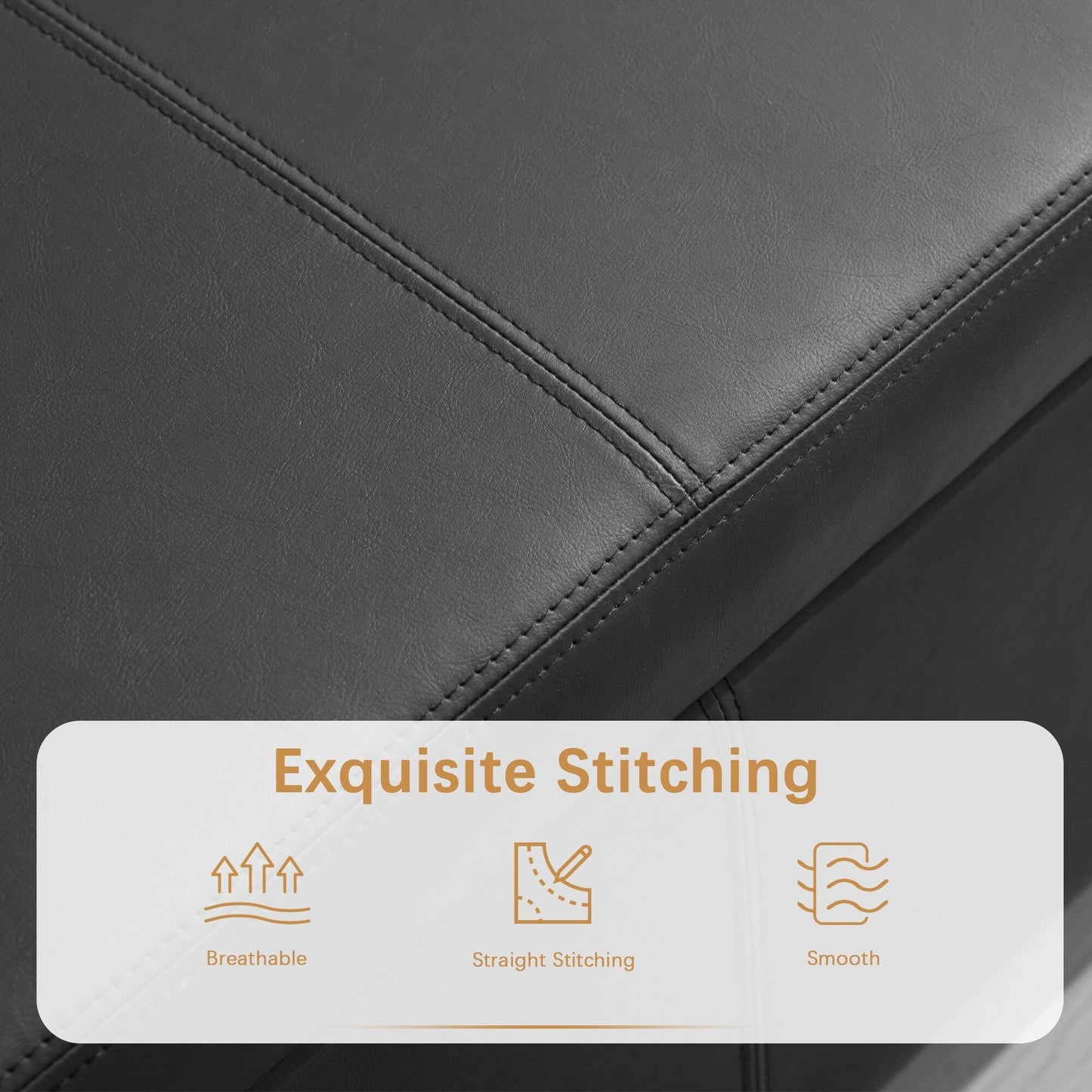 Pouf de rangement rectangulaire capitonné en similicuir (50,3 x 17,50 x 18 cm)