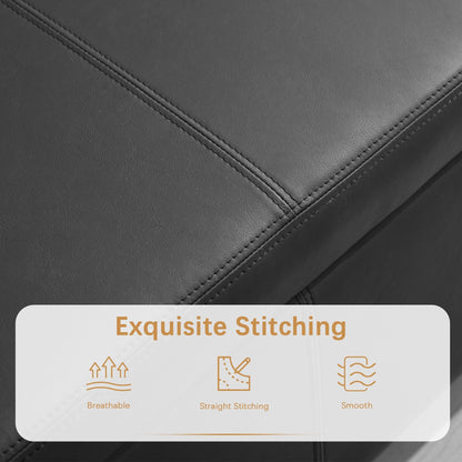 Pouf de rangement rectangulaire capitonné en similicuir (50,3 x 17,50 x 18 cm)