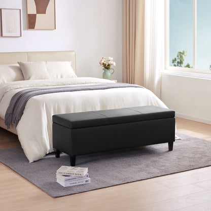 Pouf de rangement rectangulaire capitonné en similicuir (50,3 x 17,50 x 18 cm)