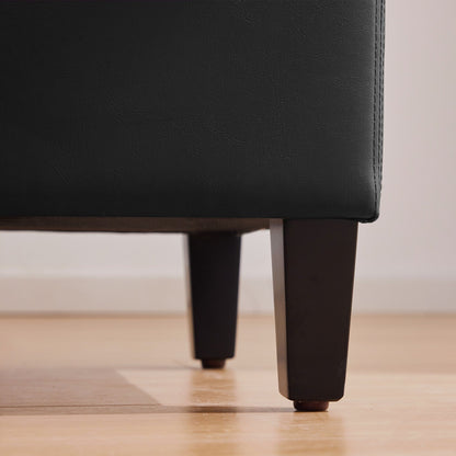 Pouf de rangement rectangulaire capitonné en similicuir (50,3 x 17,50 x 18 cm)