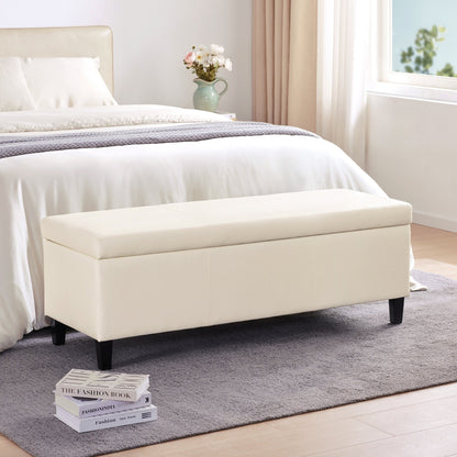 Pouf de rangement rectangulaire capitonné en similicuir (50,3 x 17,50 x 18 cm)