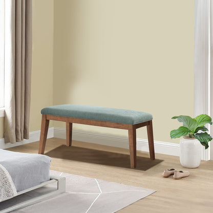 Banc d'entrée rembourré en tissu, banc de chambre à coucher pour pied de lit, beige, bois massif, 112 cm (44 pouces).