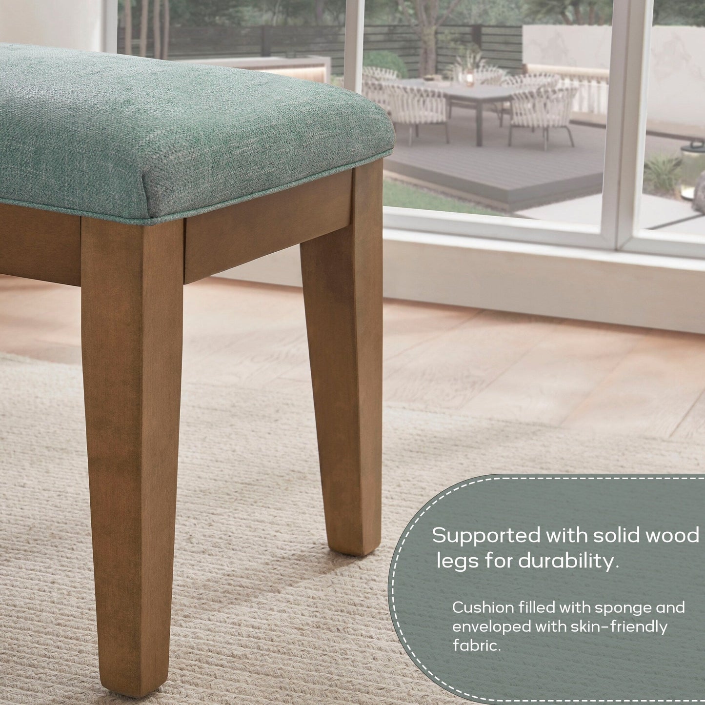 Banc d'entrée rembourré en tissu, banc de chambre à coucher pour pied de lit, beige, bois massif, 112 cm (44 pouces).