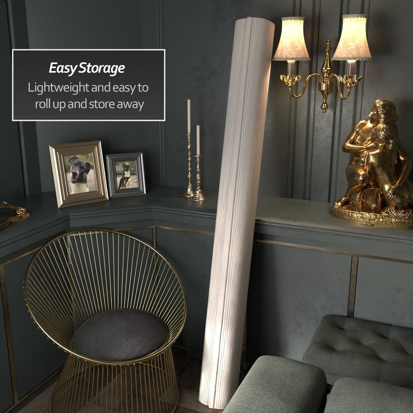 Paravent en bambou ondulé fait main de 1,80 m (Chine)