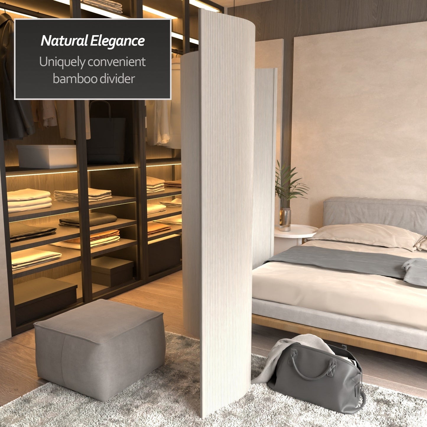 Paravent en bambou ondulé fait main de 1,80 m (Chine)