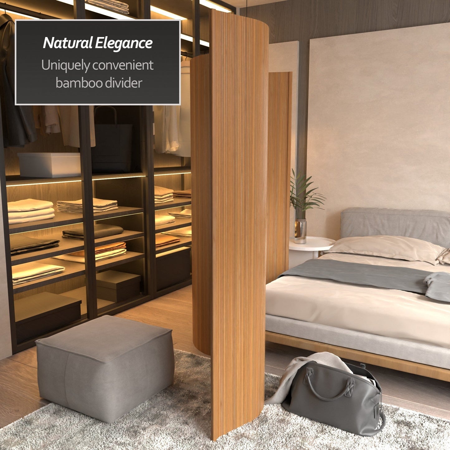 Paravent en bambou ondulé fait main de 1,80 m (Chine)