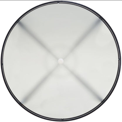 Ensemble de salle à manger 5 pièces Hanover Lavallette bleu océan avec 4 chaises fixes, table ronde en verre de 132 cm, parasol et pied de table.